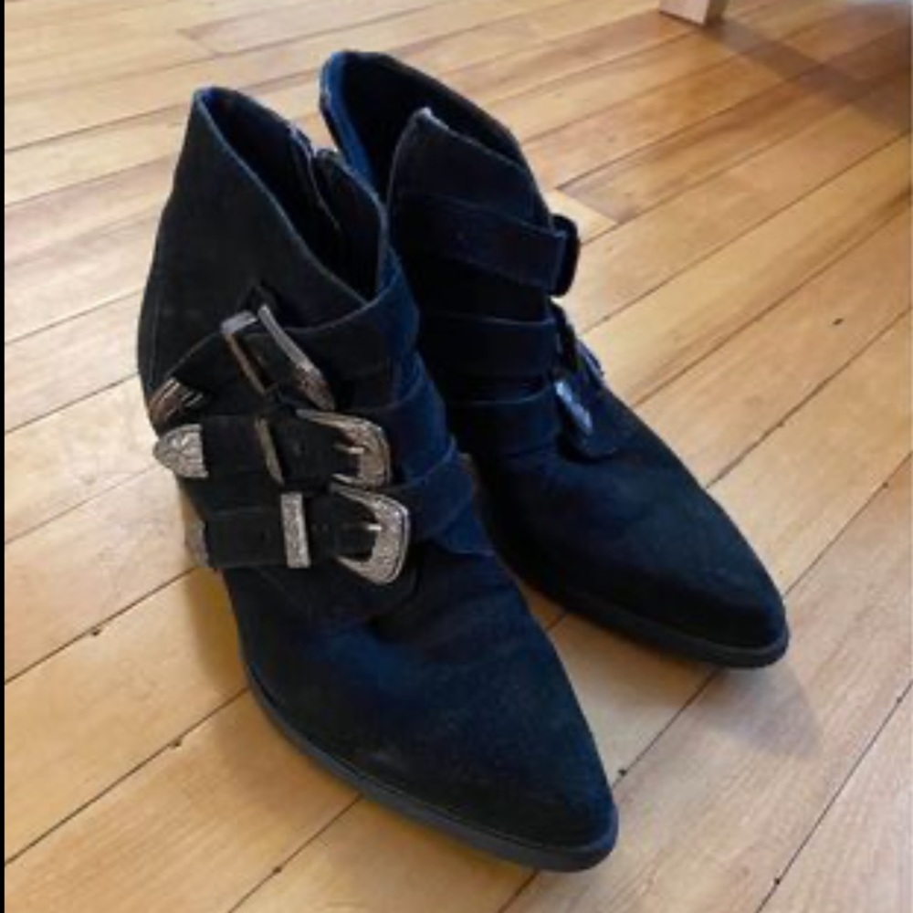 Black suede boots